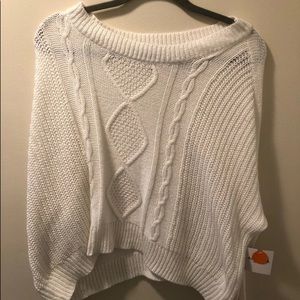 Woven Patterned White Sweater